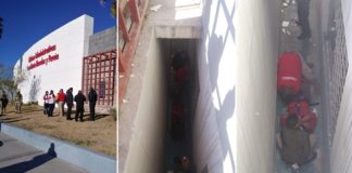 Cae en estacionamiento de Pueblito Mexicano y se rompe huesos