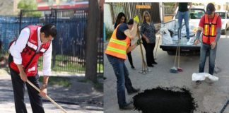 Llevan empleados voluntarios más de 3 mil baches tapados