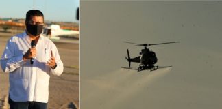 Lanzan helicóptero a combatir coronavirus en Juárez