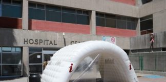 Instala Municipio túnel sanitizante en Clínica 35 del IMSS