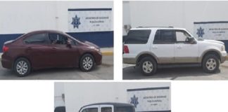 Localizan tres vehículos robados en estacionamiento