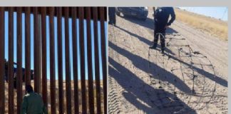Aseguran escalera hechiza en muro fronterizo