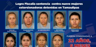 Condenan a 22 años de cárcel a 9 extorsionadoras detenidas en Tamaulipas