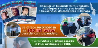 Continúan trabajos de búsqueda para localizar a tres desaparecidos en Ojinaga