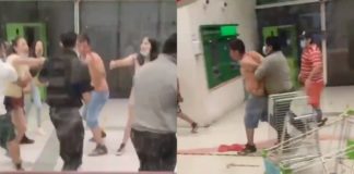 VIDEO FUERTE: Adolescente ataca con un cuchillo a guardias en Centro Comercial de Chile