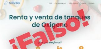 Alerta SSPE sobre página falsa que oferta tanques de oxígeno