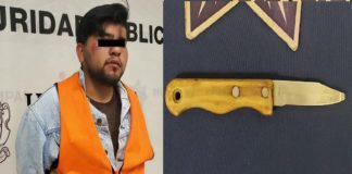Con mini cuchillo asalta negocio; lo trampan vecinos y lo golpean