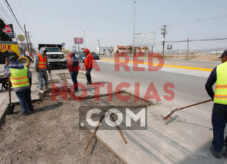 Programa de Bacheo Emergente los 2 mil 402.3 metros cuadrados de superficie reparada