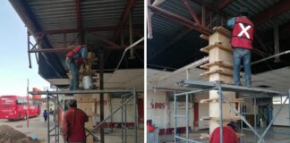 Trabajan en rehabilitación de local comercial en Ahumada