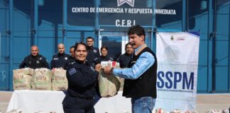 Entrega CANACO despensas a elementos de la SSPM