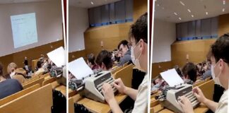 Joven se lleva máquina de escribir a la universidad y molesta a sus compañeros