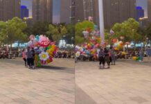 Vídeo: Ráfaga de viento se lleva toda la mercancia de vendedora de globos