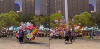 Vídeo: Ráfaga de viento se lleva toda la mercancia de vendedora de globos