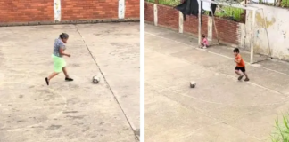 Vídeo: Abuelita que juega futbol con su nieto se viraliza; “¡Maradoña!”