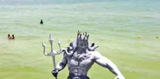 Demandan por instalación de la estatua de Poseidón; ‘afecta al medio ambiente’, señalan