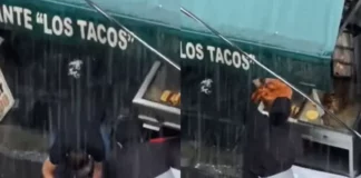 VIDEO: Cae trompo de pastor, taqueros lo recogen y… ¿lo vendieron?