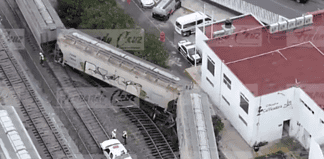 Se descarrila tren en Cuautitlán, Edomex, e impacta barda perimetral