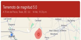 Sismo en Juárez fue de 5.0 grados Richter