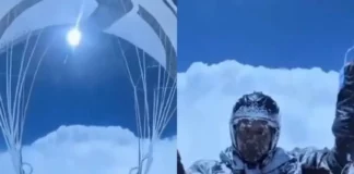 Paracaidista chino sobrevivió al ser succionado por una nube