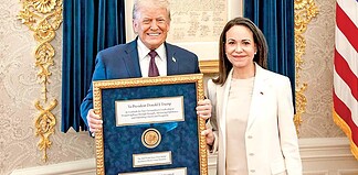 Machado regala a Trump su medalla del Nobel de la Paz